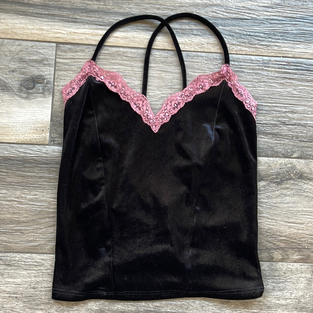 Olive Tree Black Velvet Camisole
